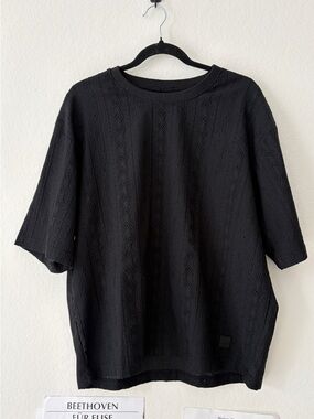 Saints Studio Black Diamond Textured Knit Tee Oversized Boxy Streetwear L